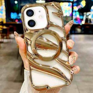 For iPhone 11 Cooling Hollow Electroplating TPU MagSafe Phone Case(Gold)