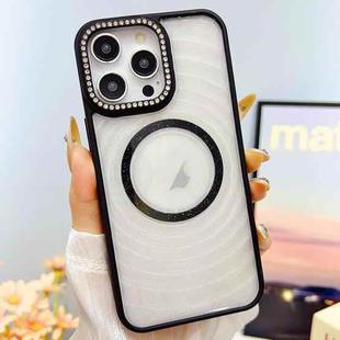 For iPhone 14 Pro Transparent Glitter Starry Sky Top Diamond Frosted MagSafe Phone Case(Black)