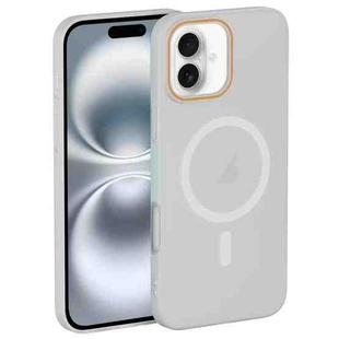 For iPhone 16 Plus Translucent Frosted Skin PC MagSafe Phone Case(White)