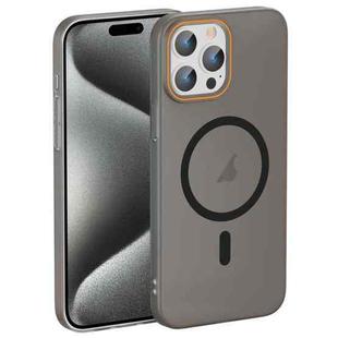 For iPhone 15 Pro Max Translucent Frosted Skin PC MagSafe Phone Case(Black)