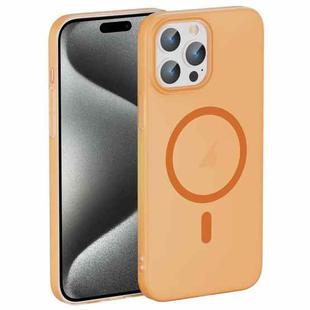 For iPhone 15 Pro Max Translucent Frosted Skin PC MagSafe Phone Case(Orange)
