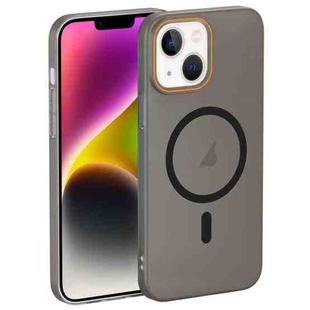 For iPhone 14 Translucent Frosted Skin PC MagSafe Phone Case(Black)