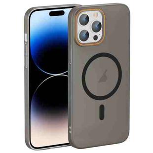 For iPhone 14 Pro Translucent Frosted Skin PC MagSafe Phone Case(Black)