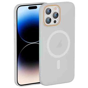 For iPhone 14 Pro Translucent Frosted Skin PC MagSafe Phone Case(White)