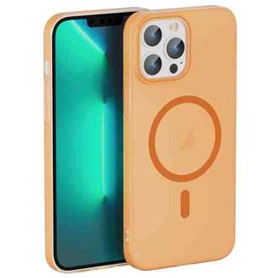For iPhone 13 Pro Max Translucent Frosted Skin PC MagSafe Phone Case(Orange)
