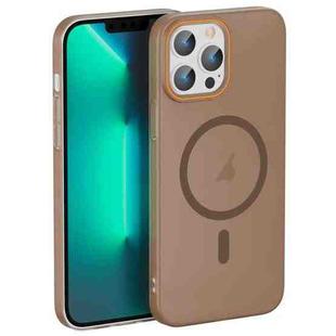 For iPhone 13 Pro Max Translucent Frosted Skin PC MagSafe Phone Case(Desert Gold)