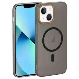 For iPhone 13 Translucent Frosted Skin PC MagSafe Phone Case(Black)