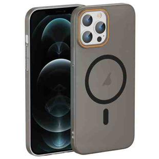 For iPhone 12 Pro Max Translucent Frosted Skin PC MagSafe Phone Case(Black)