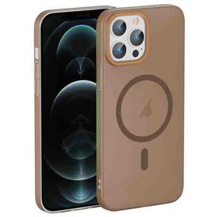 For iPhone 12 Pro Max Translucent Frosted Skin PC MagSafe Phone Case(Desert Gold)