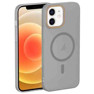 For iPhone 12 Translucent Frosted Skin PC MagSafe Phone Case(Grey)