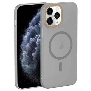 For iPhone 11 Pro Max Translucent Frosted Skin PC MagSafe Phone Case(Grey)