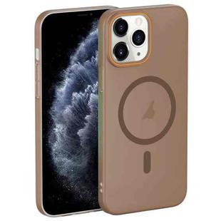 For iPhone 11 Pro Max Translucent Frosted Skin PC MagSafe Phone Case(Desert Gold)