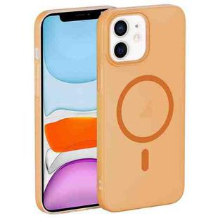 For iPhone 11 Translucent Frosted Skin PC MagSafe Phone Case(Orange)