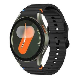 For Samsung Galaxy Watch FE / 7 / 6 / 5 / 4 xDfind Wavy Grain Stitched Colorful Buckle Silicone Watch Band(Black)