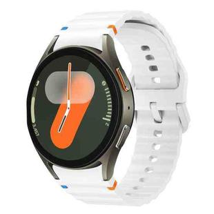 For Samsung Galaxy Watch FE / 7 / 6 / 5 / 4 xDfind Wavy Grain Stitched Colorful Buckle Silicone Watch Band(White)