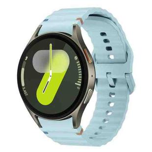 For Samsung Galaxy Watch FE / 7 / 6 / 5 / 4 xDfind Wavy Grain Stitched Colorful Buckle Silicone Watch Band(Light Blue)