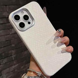 For iPhone 14 Pro Plain Leather Snake Texture PC MagSafe Phone Case(White)