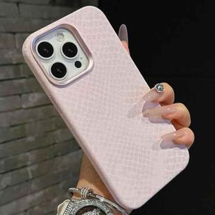 For iPhone 14 Pro Plain Leather Snake Texture PC MagSafe Phone Case(Pink)