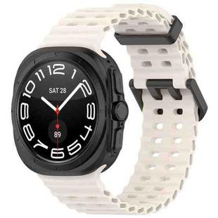 For Samsung Galaxy Watch Ultra 47mm xDfind Ocean Hole Dual Buckle Silicone Watch Band(Starlight)