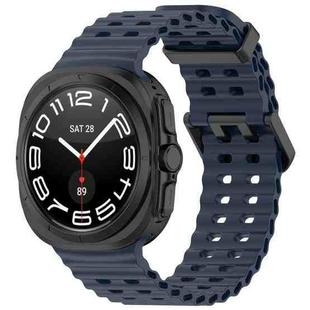 For Samsung Galaxy Watch Ultra 47mm xDfind Ocean Hole Dual Buckle Silicone Watch Band(Midnight Blue)
