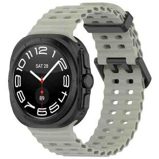 For Samsung Galaxy Watch Ultra 47mm xDfind Ocean Hole Dual Buckle Silicone Watch Band(Gray Green)