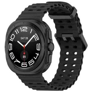 For Samsung Galaxy Watch Ultra 47mm xDfind Ocean Hole Dual Buckle Silicone Watch Band(Dark Gray)