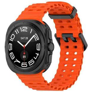 For Samsung Galaxy Watch Ultra 47mm xDfind Ocean Hole Dual Buckle Silicone Watch Band(Orange)