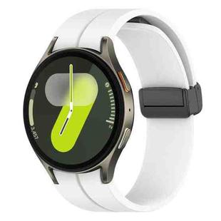 For Samsung Galaxy Watch7 / Watch FE 40mm xDfind Fold Magnetic Black Buckle Silicone Watch Band(White)
