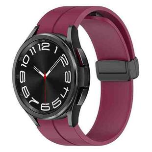 For Samsung Galaxy Watch6 / Watch6 Classic xDfind Fold Magnetic Black Buckle Silicone Watch Band(Wine Red)