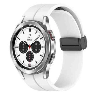 For Samsung Galaxy Watch4 / Watch4 Classic xDfind Fold Magnetic Black Buckle Silicone Watch Band(White)