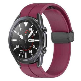 For Samsung Galaxy Watch3 41mm xDfind Fold Magnetic Black Buckle Silicone Watch Band(Wine Red)