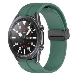 For Samsung Galaxy Watch3 41mm xDfind Fold Magnetic Black Buckle Silicone Watch Band(Dark Green)