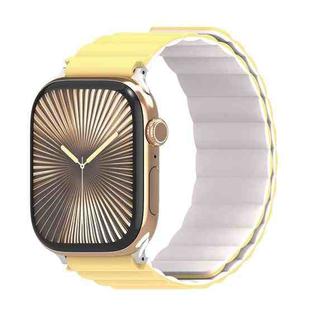 For Apple Watch 46mm / 49mm / 45mm / 44mm DUX DUCIS SD Series Double-Sided Blind Insert Silicone Magnetic Watch Strap(Light Yellow + Starlight)