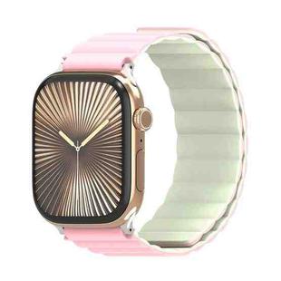 For Apple Watch 42mm / 41mm / 40mm / 38mm DUX DUCIS SD Series Double-Sided Blind Insert Silicone Magnetic Watch Strap(Light Pink + Light Green)