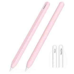 For Apple Pencil 2 / Pro Integrated Anti-roll Silicone Protective Stylus Pen Case(Pink)