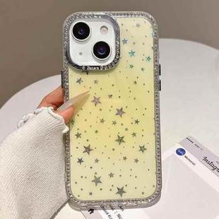 For iPhone 13 / 14 Holographic Starry Pattern TPU Hybrid IMD Full Coverage Phone Case(Orange)