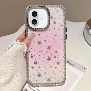 For iPhone 17 Holographic Starry Pattern TPU Hybrid IMD Full Coverage Phone Case(Pink)