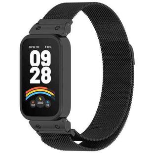 For Redmi Band 3 / Xiaomi Smart Band 9 Active xDfind Watch Frame Integrated Milan Magnetic Metal Watch Band(Black)