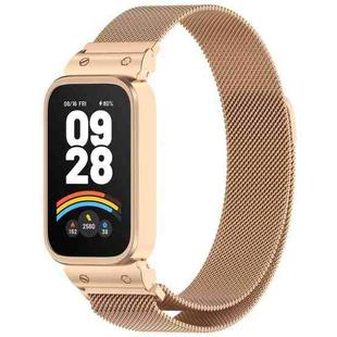 For Redmi Band 3 / Xiaomi Smart Band 9 Active xDfind Watch Frame Integrated Milan Magnetic Metal Watch Band(Rose Gold)