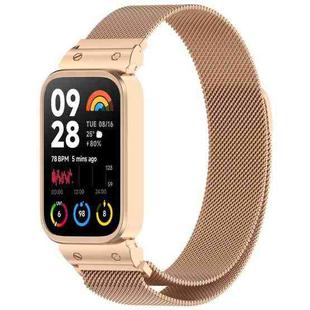 For Xiaomi Smart Band 9 Pro / 8 Pro xDfind Watch Frame Integrated Milan Magnetic Metal Watch Band(Rose Gold)