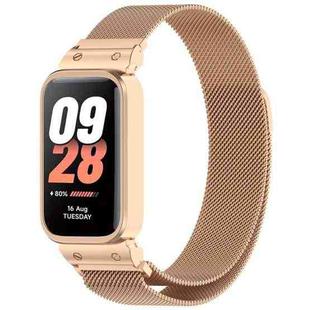 For Redmi Band 2 / Xiaomi Smart Band 8 Active xDfind Watch Frame Integrated Milan Magnetic Metal Watch Band(Rose Gold)