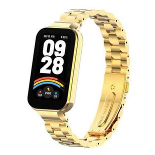 For Redmi Band 3 / Xiaomi Smart Band 9 Active xDfind Watch Frame Integrated Three Beads Metal Watch Band(Gold)