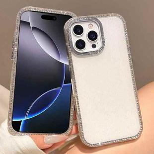 For iPhone 16 Pro Max Colorful Glitter TPU Hybrid IMD Full Coverage Phone Case(White)