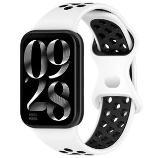 For Xiaomi Smart Band 9 Pro / 8 Pro xDfind Dual Color Butterfly Buckle Silicone Watch Band(White Black)