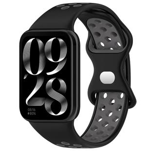 For Xiaomi Smart Band 9 Pro / 8 Pro xDfind Dual Color Butterfly Buckle Silicone Watch Band(Black Gray)