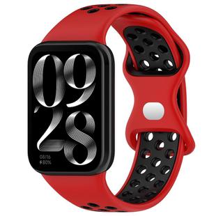 For Xiaomi Smart Band 9 Pro / 8 Pro xDfind Dual Color Butterfly Buckle Silicone Watch Band(Red Black)