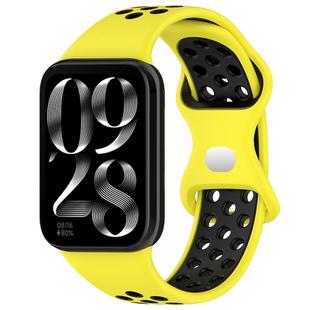 For Xiaomi Smart Band 9 Pro / 8 Pro xDfind Dual Color Butterfly Buckle Silicone Watch Band(Yellow Black)