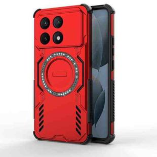 For Redmi K70E 5G Butterfly Armor MagSafe Magnetic Ring Shockproof Phone Case(Red)