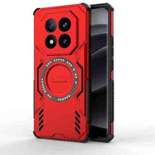 For Redmi Note 14 Pro+ 5G Butterfly Armor MagSafe Magnetic Ring Shockproof Phone Case(Red)