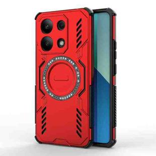 For Redmi Note 13 4G Global Butterfly Armor MagSafe Magnetic Ring Shockproof Phone Case(Red)